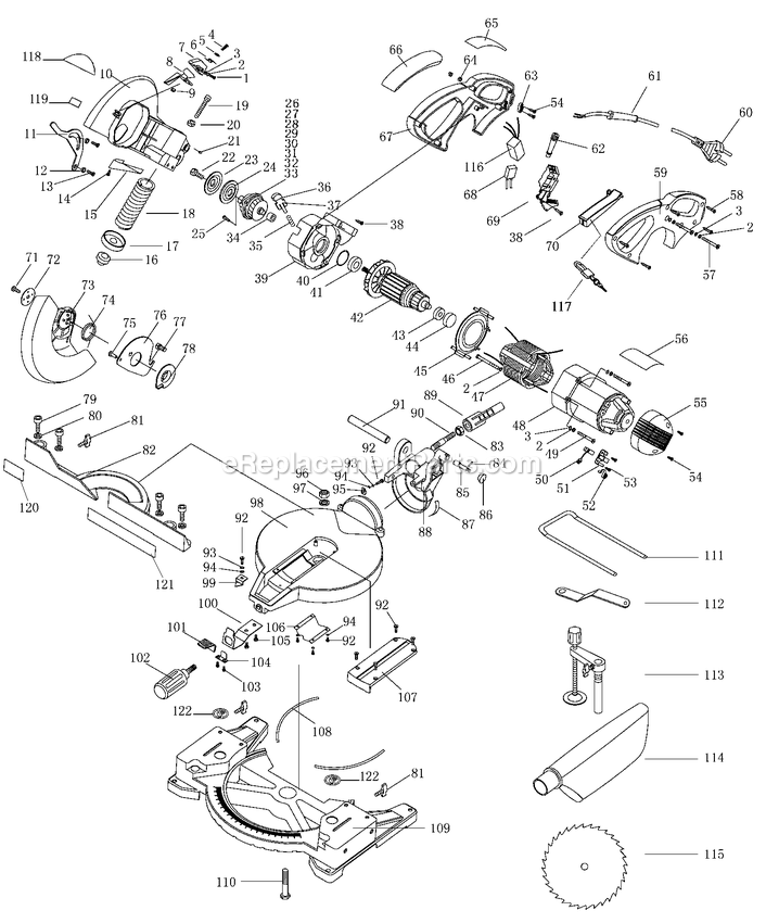 Black and Decker BT1400-BR (Type 2) 10 Miter Saw Power Tool Page A Diagram